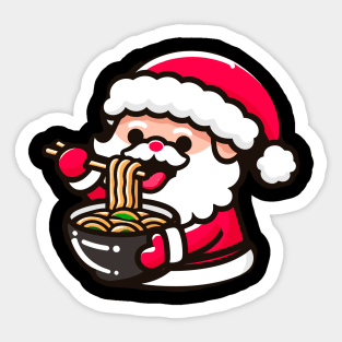 Cartoon Santa Eating Ramen Sticker